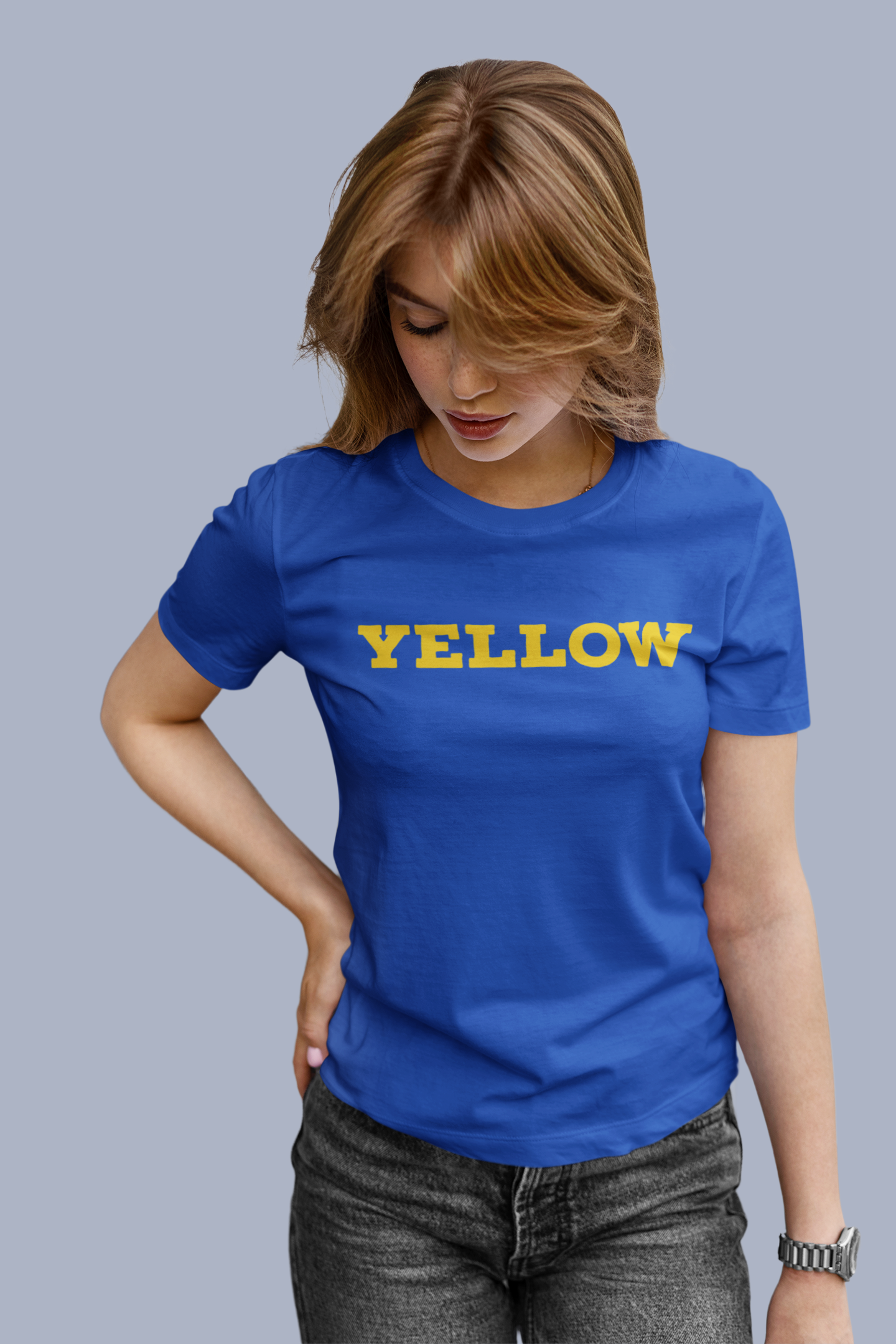 ATOM Basic Colour Splash Royal Blue Round Neck T-Shirt for Women. 