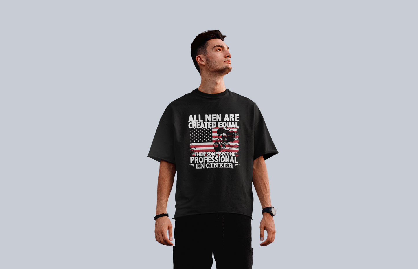 All Men Are Created Equal Black Oversized T-Shirt For Men