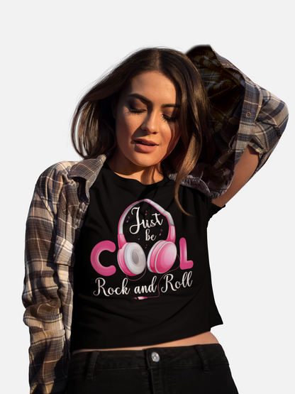 Rock n Roll Black Crop Top For Women. 