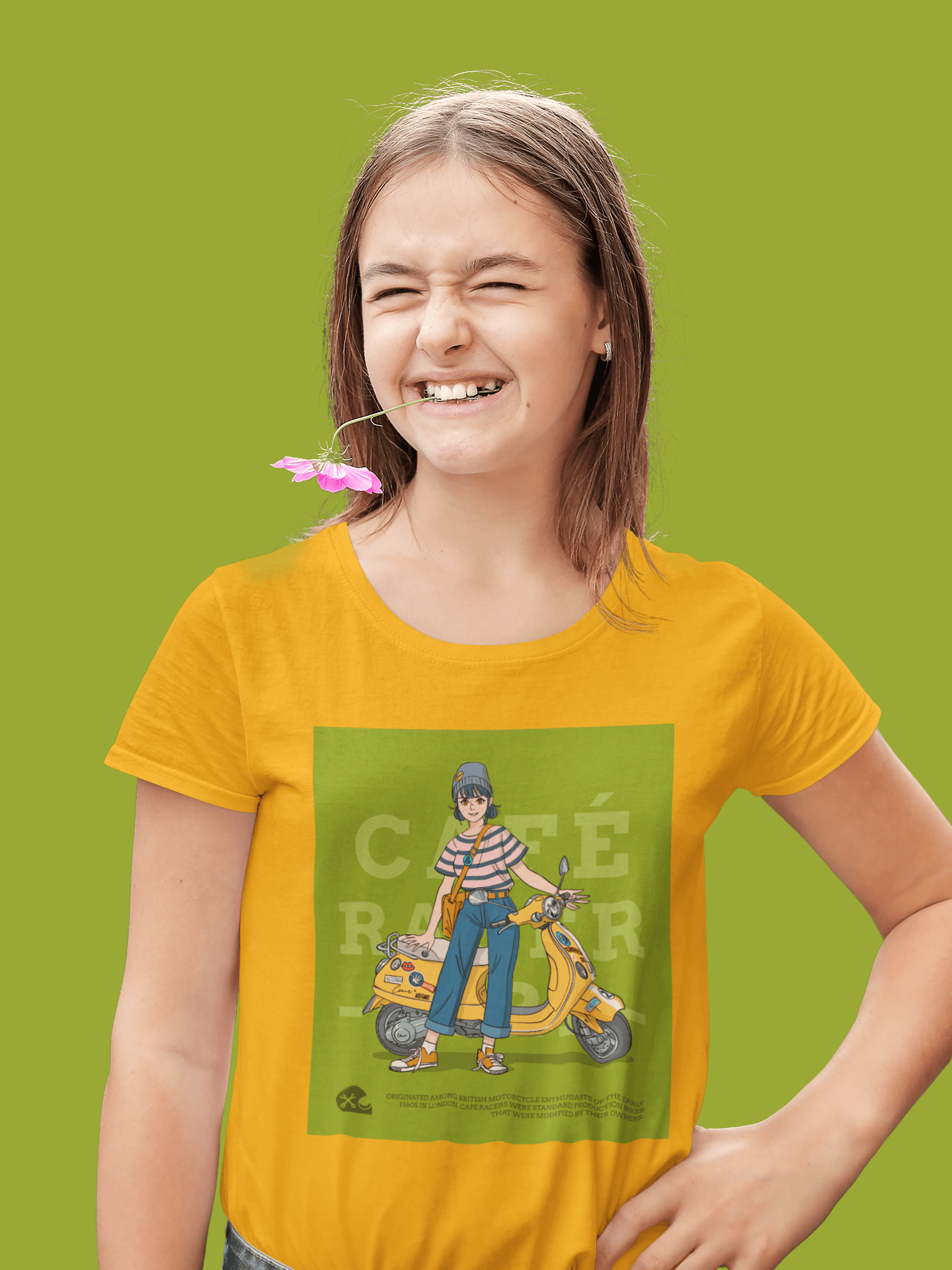 Cafe Racer Anime Mustard Yellow T-Shirt - ATOM