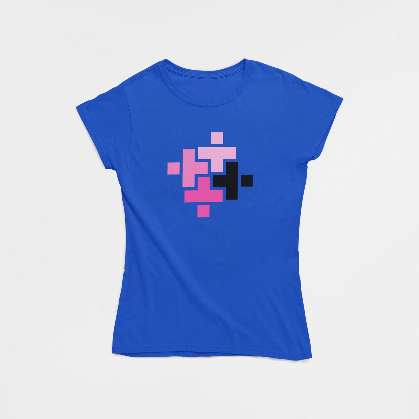 Abstract Art Royal Blue Round Neck T-Shirt for Women. 