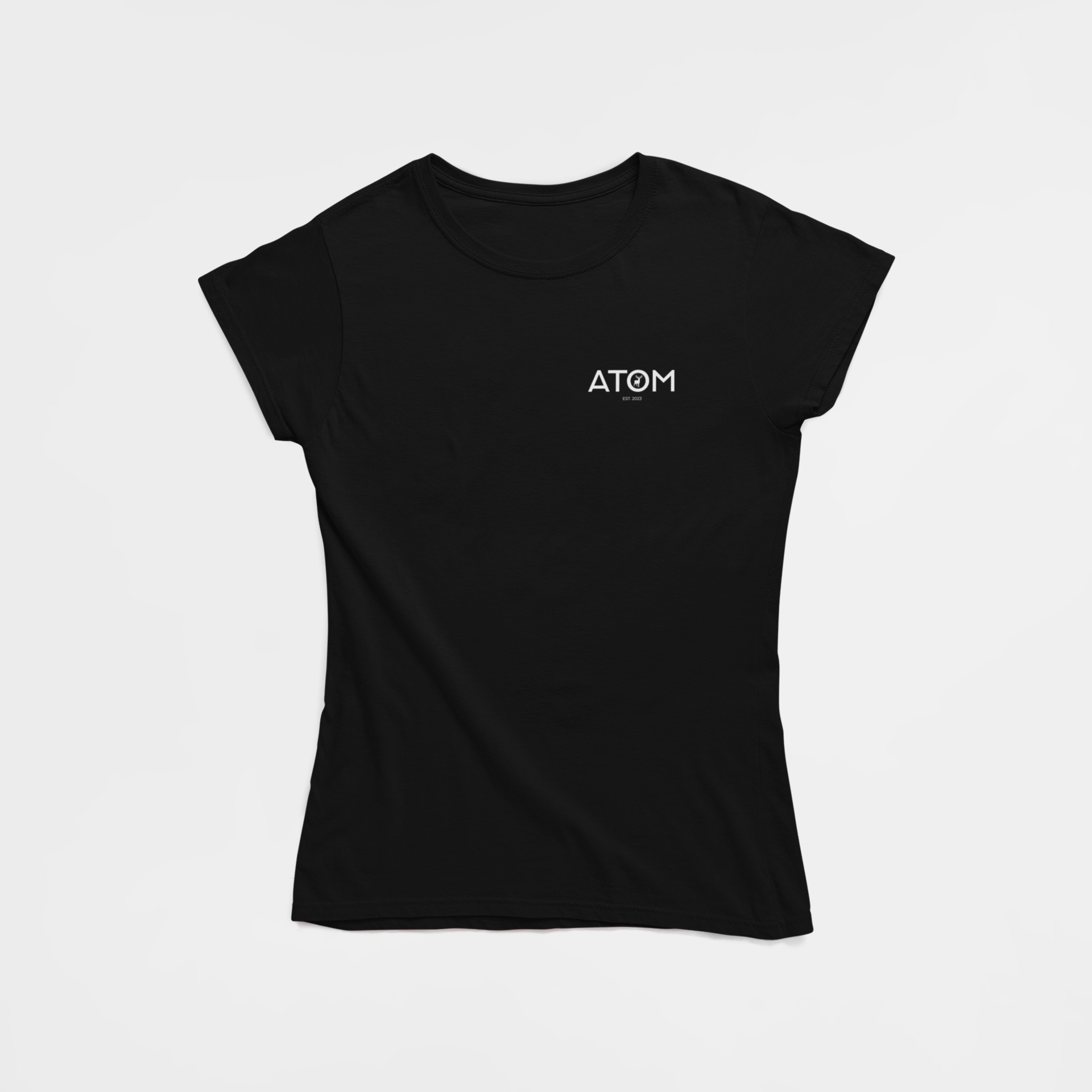 ATOM Logo Basic Round Neck T-Shirt for Women. 