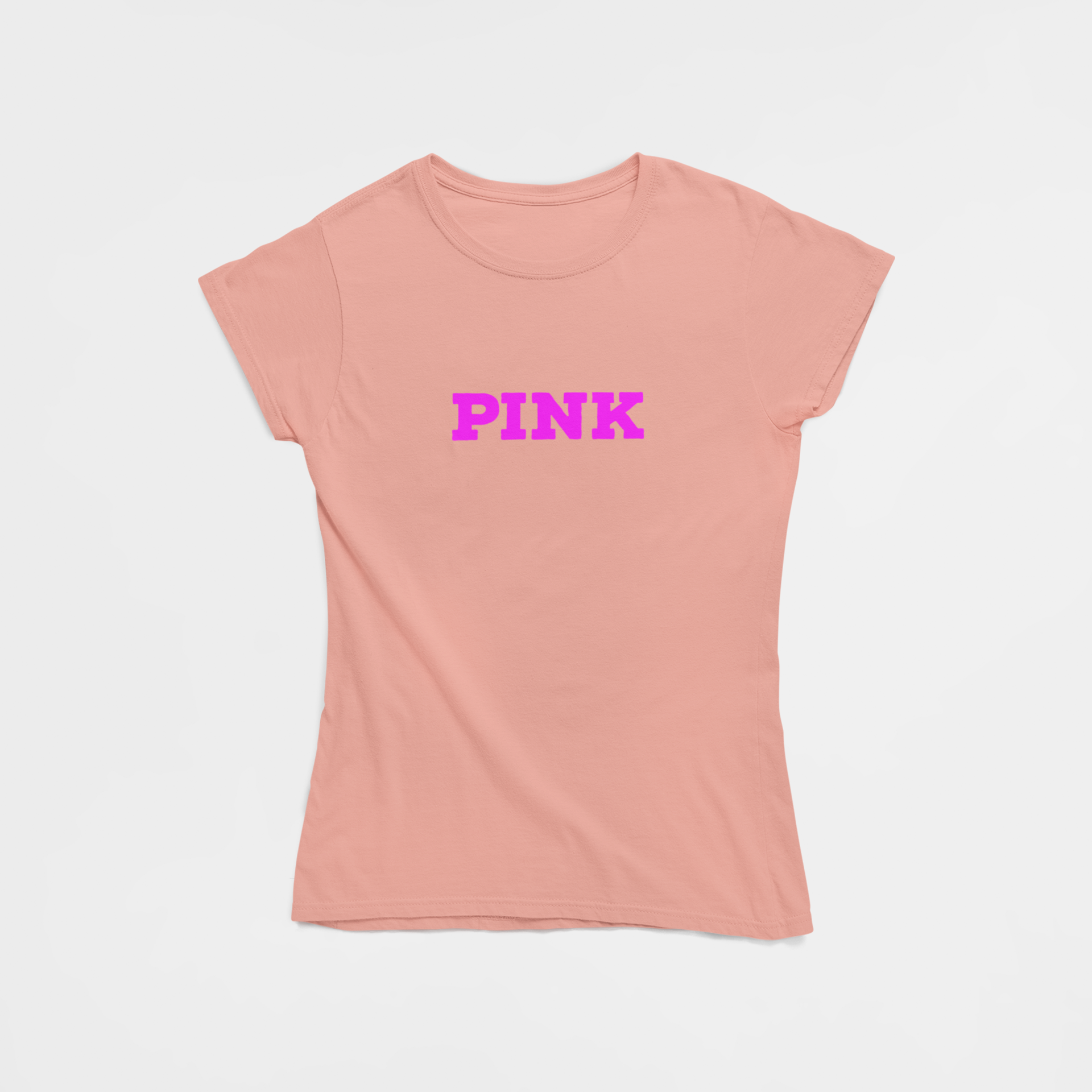 ATOM Basic Colour Splash Peach Round Neck T-Shirt for Women. 