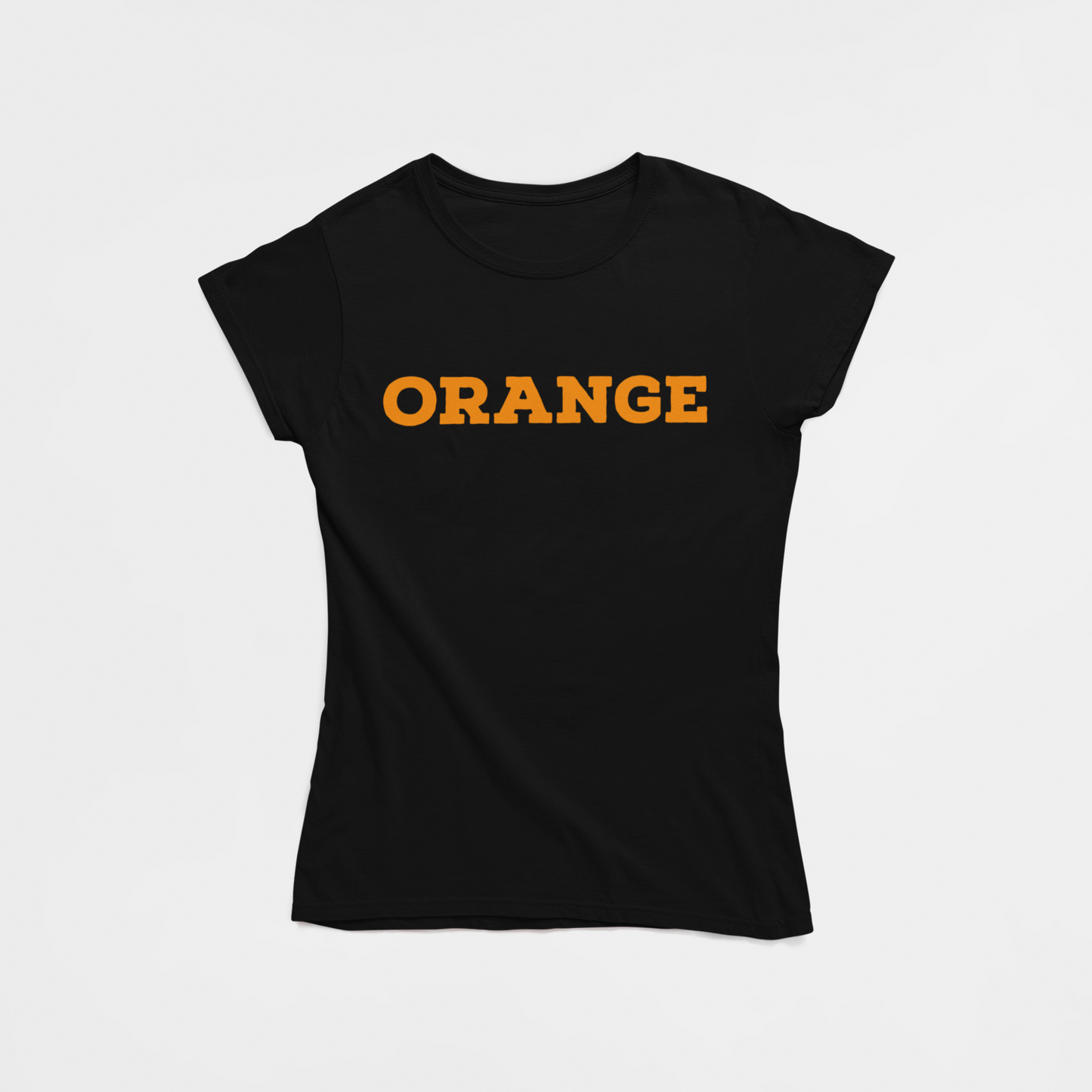 ATOM Basic Colour Splash Black Round Neck T-Shirt for Women. 