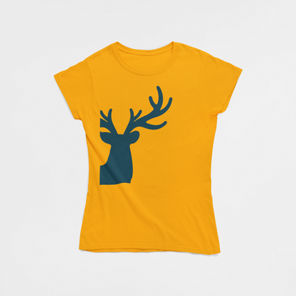 ATOM Signature Cropped Deer Mustard Yellow T-Shirt for Women. 