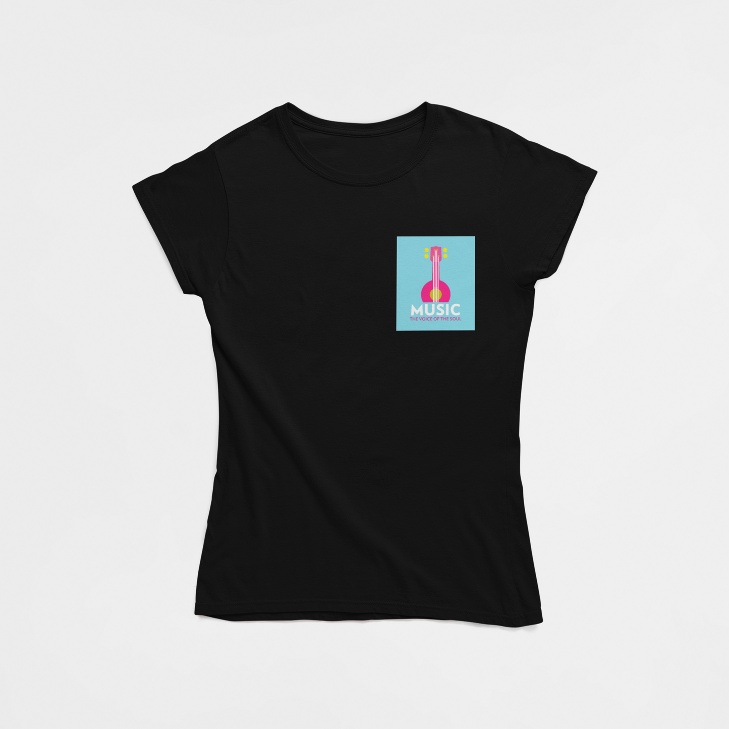 Music The Voice Of The Soul Back Graphic Black T-Shirt For Women